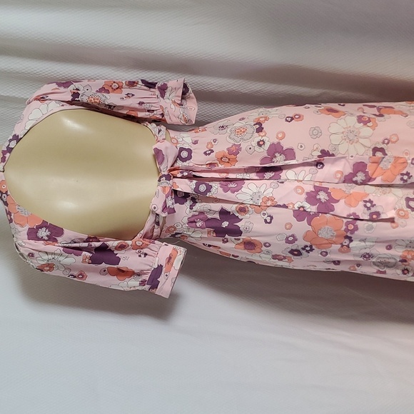 For Love & Lemons Magnolia Maxi Dress In 70’s Pink Floral Print Size XS Fits S - Picture 6 of 13